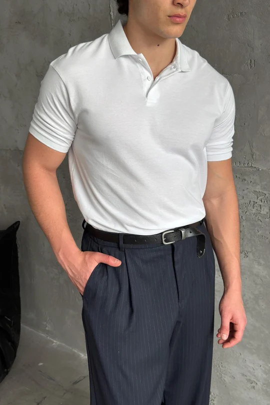 Klasik Beyaz Polo Yaka T-Shirt